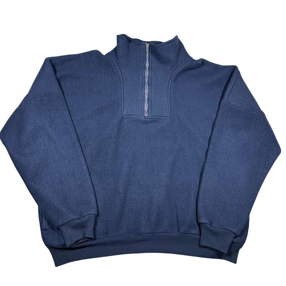 Vintage 80s Anorak Funnel Neck Pullover USA Hartwell Jackets Navy Blue Fleece XL